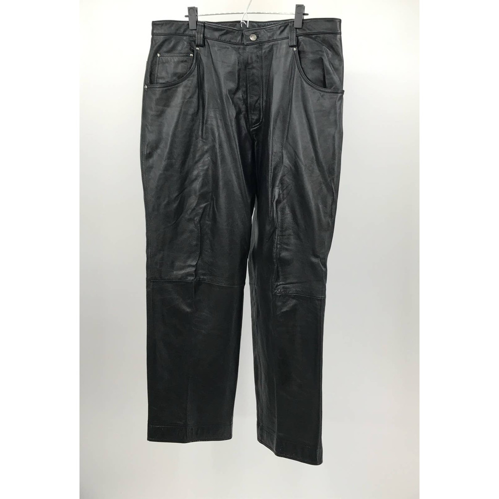 Wilsons Leather Black Men's Cargo Leather Pants - Picture 2 of 8
